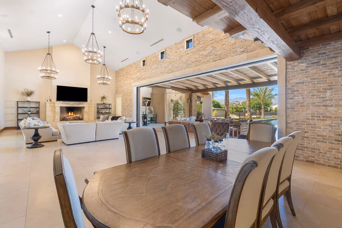 Grand living room with fireplace
