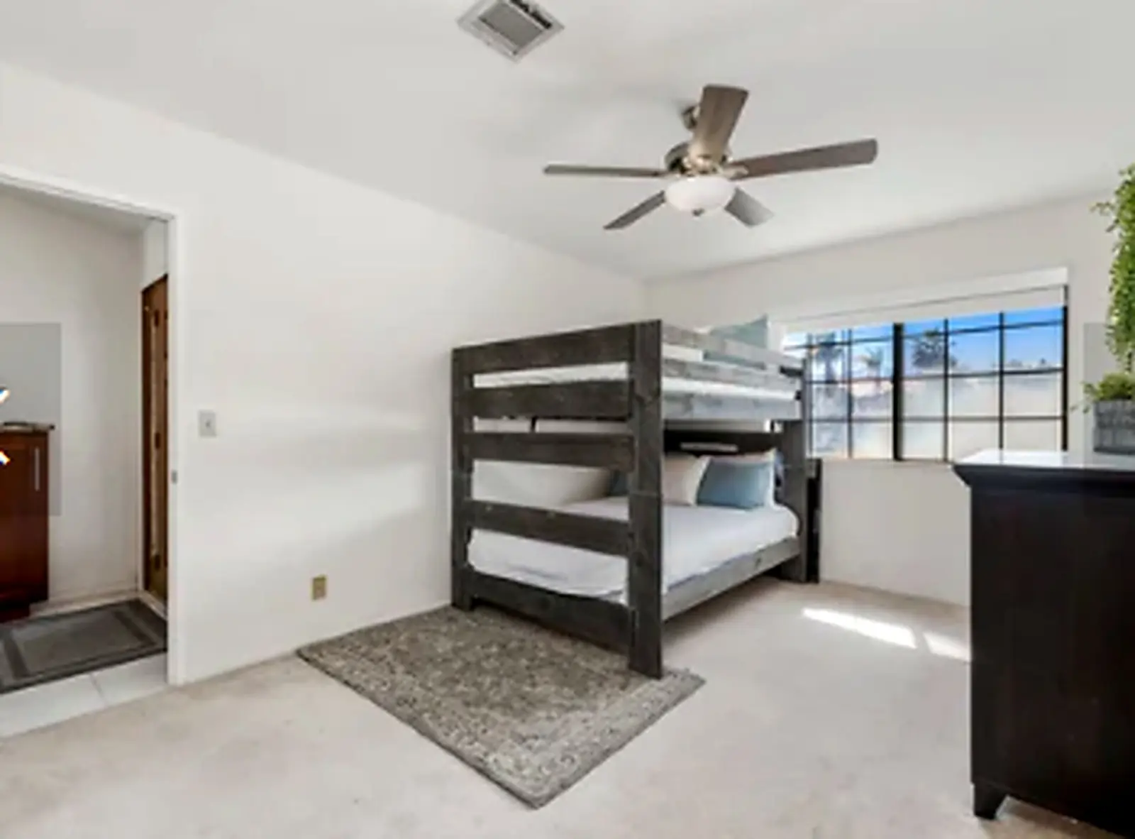 Bunk bed room dark wood
