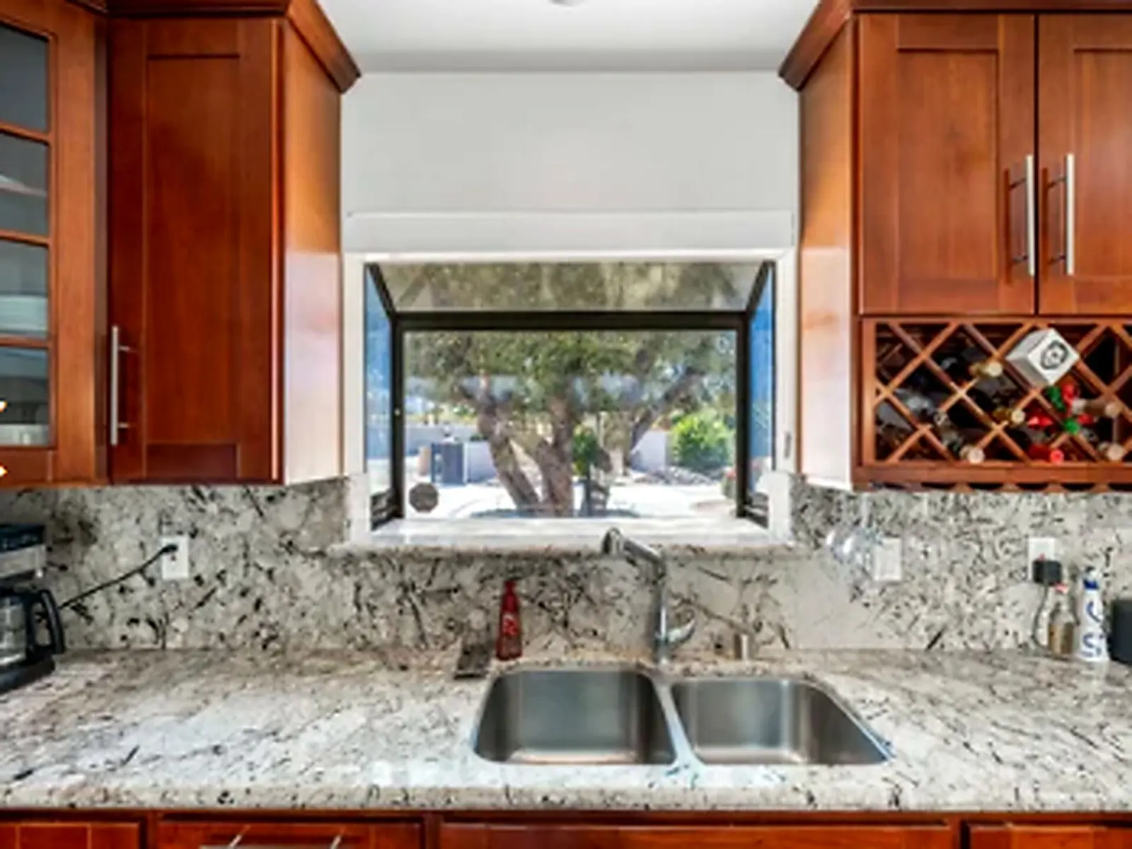 Kitchen sink with granite counters