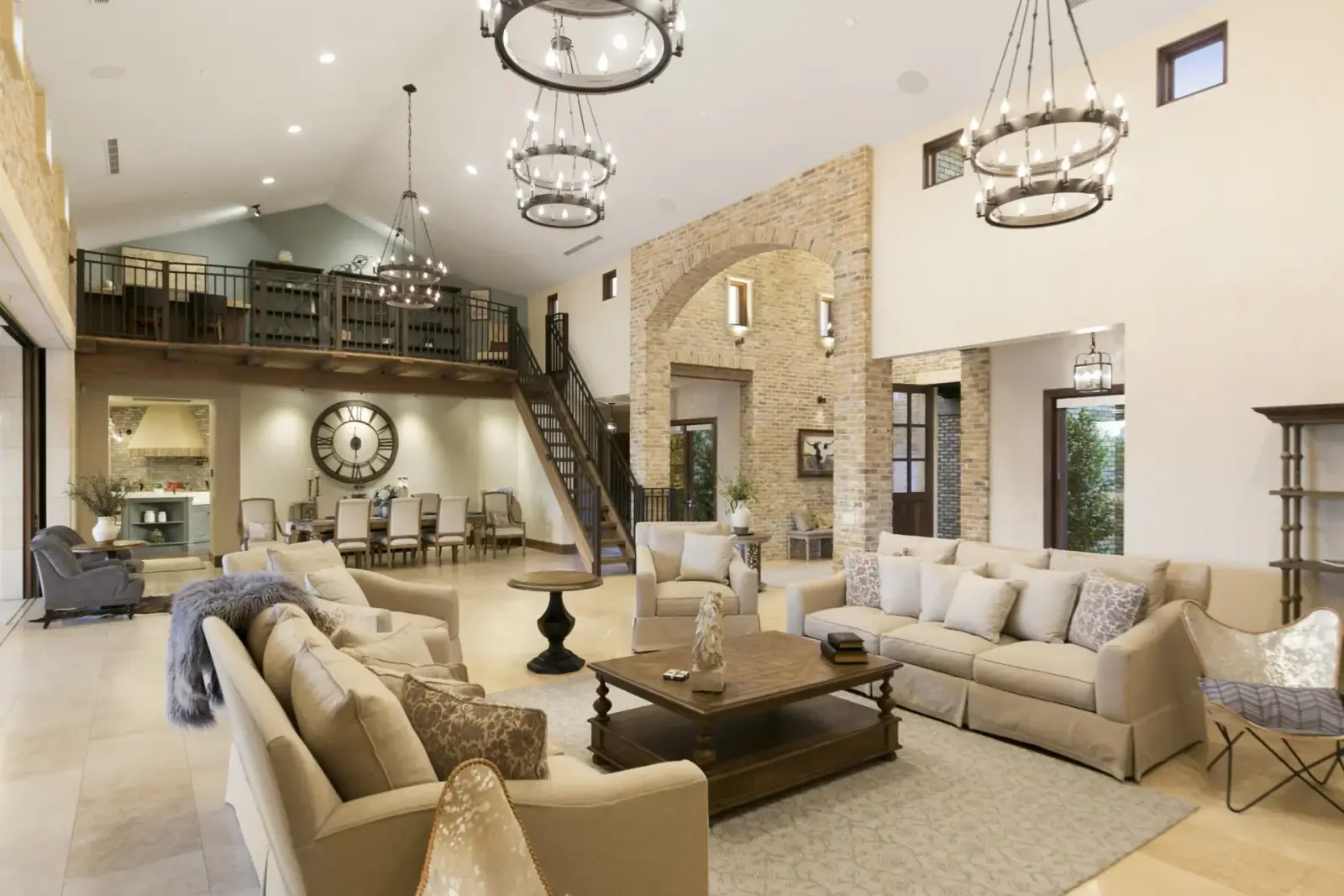 Open living area with mezzanine