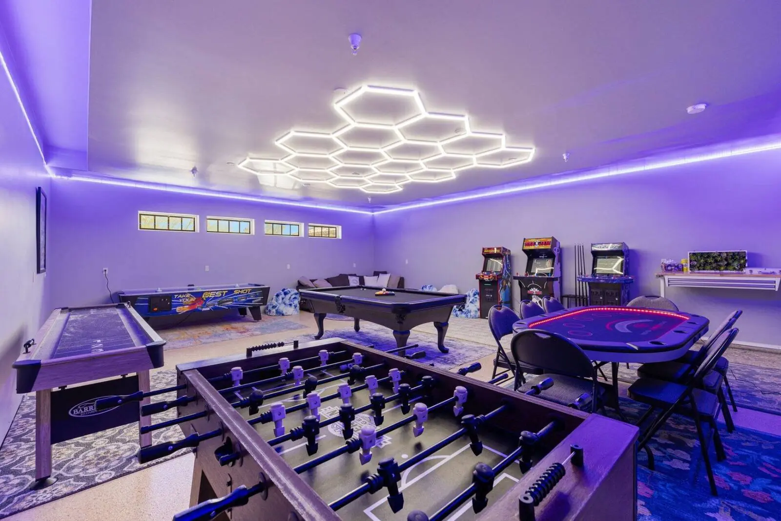 Game room with arcade and billiards